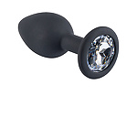 Фото 1: Черная силиконовая пробка с прозрачным кристаллом S