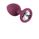 Фото 1: Темно-красная силиконовая пробка с прозрачным кристаллом S