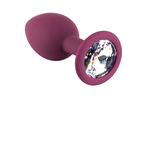 Темно-красная силиконовая пробка с прозрачным кристаллом S