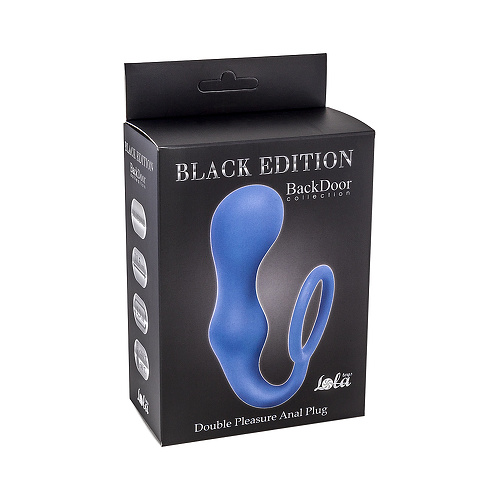 Эрекционное кольцо с анальной пробкой Double Pleasure Anal Plug Blue
