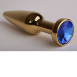 Фото 1: Анальная пробка золото с синим стразом 11,2х2,9см (не глянец)