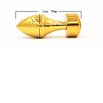 Фото 2: Анальная пробка металл золото с красным стразом 7,8х2,9см