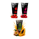 Фото 1: Сет съедобных лубрикантов JUJU  клубника, малина, тропические фрукты, 3х50ml