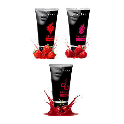 Сет съедобных лубрикантов JUJU  клубника, малина, вишня, 3х50ml