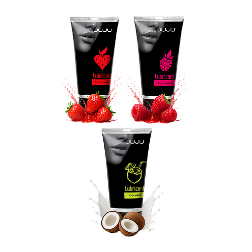Сет съедобных лубрикантов JUJU  клубника, малина, кокос, 3х50ml 