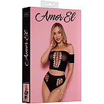 Фото 5: Комплект из топа и трусиков со шнуровкой (чёрный)