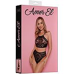 Фото 3: Комплект из топа и трусиков с узором в виде колейдоскопа (чёрный)