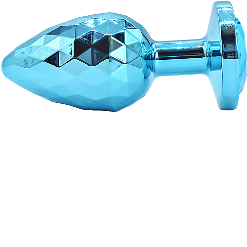 Голубая алюминивая текстурная анальная пробка Small