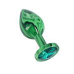 Фото 1: Эмалированная анальная пробка из алюминия с ярко зелёным кристаллом