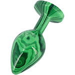 Фото 2: Эмалированная анальная пробка из алюминия с ярко зелёным кристаллом