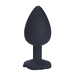 Фото 1: Чёрная силиконовая анальная пробка с ограничителем в форме розочки (Размер L)