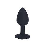 Фото 1: Чёрная силиконовая анальная пробка с ограничителем в форме розочки (Размер S)