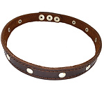 Фото 1: Ошейник кожаный коричневый узкий 15 мм