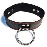 Фото 4: Ошейник с кольцом чёрный кожаный