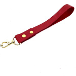 Фото 2: Поводок с ручкой из наутральной красной кожи "Змея" 70 см