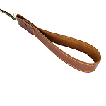 Фото 2: Поводок с ручкой из натуральной кожи коричневого цвета 70 см