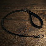 Фото 1: Поводок чёрный кожаный 70 см
