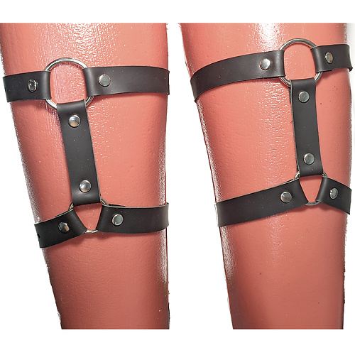 Гартеры №6 чёрные из натуральной кожи