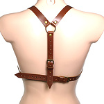 Фото 3: Сбруя-топ из натуральной кожи коричневая антик S M