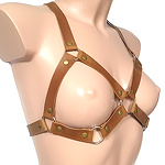 Фото 2: Сбруя-топ из натуральной кожи светло-коричневая S M