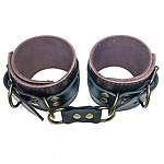 Фото 4: Наручники кожаные коричневые с карабином