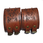 Фото 5: Наручники из натуральной кожи с гравировкой Орда, коричневые