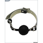 Фото 1: Кляп с фиксацией, чёрный, пластик, кожа