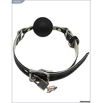 Фото 2: Кляп с фиксацией, чёрный, пластик, кожа