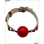 Фото 1: Кляп с фиксацией, красный, пластик, кожа