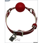 Фото 2: Кляп с фиксацией, красный, пластик, кожа