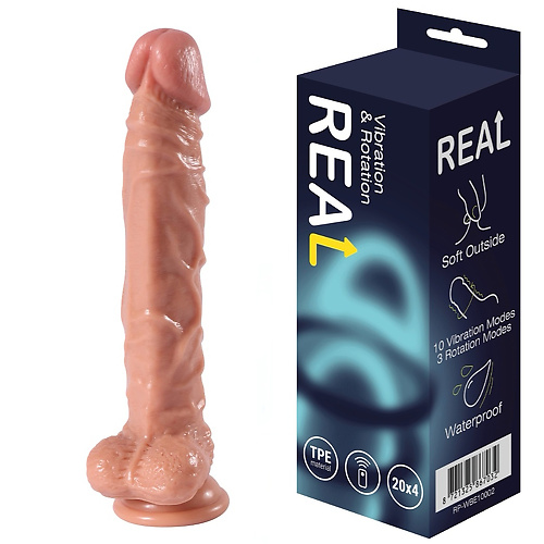 Реалистичный фаллоимитатор с функцией ротации и вибрации с дистанционным управлением 26 см