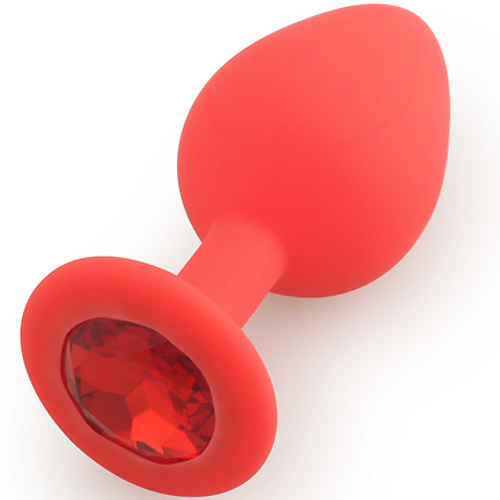 Анальная пробка со стразом Play Secrets Silicone Butt Plug Medium, красный красный