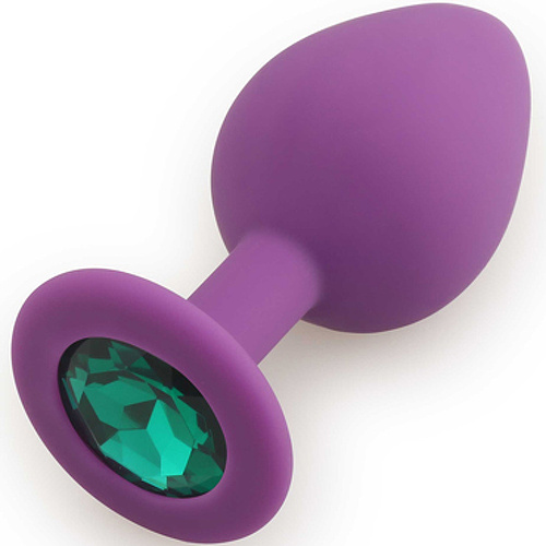 Анальная пробка со стразом Play Secrets Silicone Butt Plug Medium, фиолетовый темно-зеленый