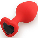 Фото 1: Анальный плаг из силикона со стразом-сердцем Play Secrets Silicone Butt Plug Heart Shape Medium, красный черный