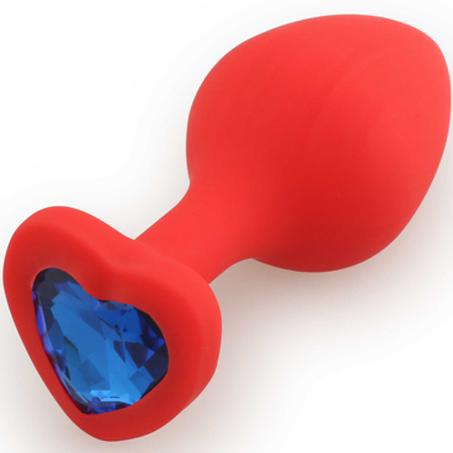 Анальная пробка Play Secrets Silicone Butt Plug Heart Shape Medium, красный синий