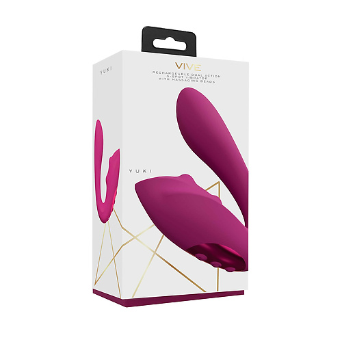 Вибромассажер Yuki для зоны G с двумя моторами и массажными шариками (розовый)
